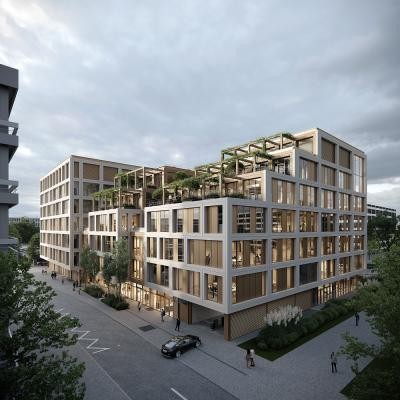 Animation des Neubaus mit Blick vom Neuenheimer Feld. (Grafik: DKFZ) Animation des Neubaus mit Blick vom Neuenheimer Feld.