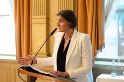 Bürgermeisterin Martina Pfister. (Foto: Konrad Gös) Bürgermeisterin Martina Pfister hielt die Eröffnungsrede der Preisverleihung.