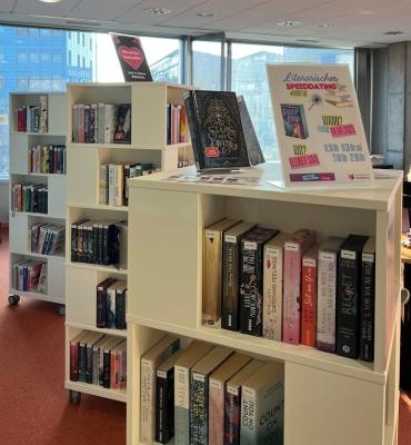 Bücherregale mit New Adult-Literatur in der Stadtbücherei (Foto: Stadtbücherei Heidelberg) Bücherregale mit New Adult-Literatur in der Stadtbücherei (Foto: Stadtbücherei Heidelberg)