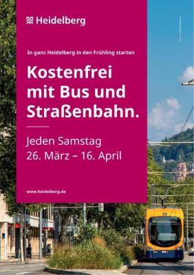 Werbeplakat zum kostenfreien ÖPNV (Grafik: Stadt Heidelberg) Foto vom Werbeplakat zum kostenfreien ÖPNV