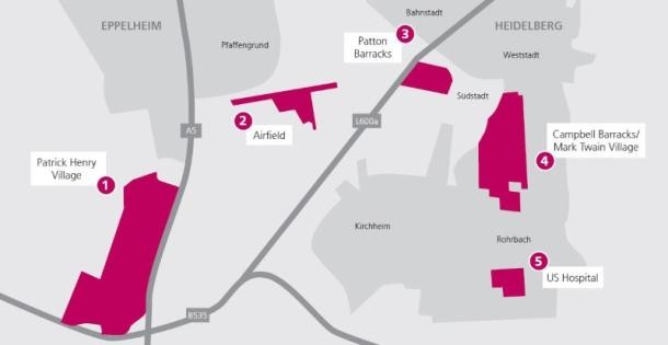 Grafik zu den Konversionsflächen im Stadtgebiet Heidelberg (Grafik: Stadt Heidelberg) Grafik zu den Konversionsflächen im Stadtgebiet Heidelberg (Grafik: Stadt Heidelberg)