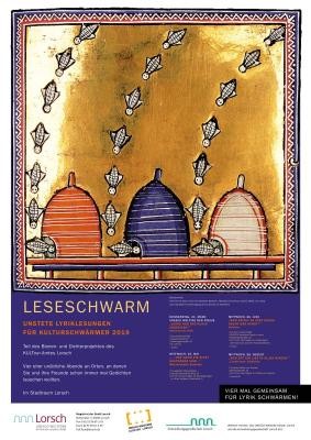 Plakat "Leseschwarm" in Lorsch Plakat "Leseschwarm" in Lorsch