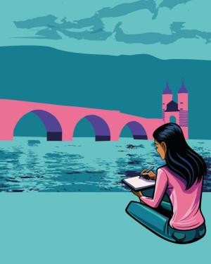 Auschreibung "Eine Stadt schreibt über Heimat(en)!" (Grafik: SFB 1671, Universität Heidelberg