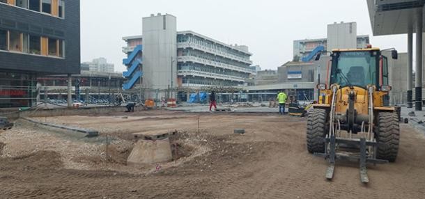 Für die Universität wird ein neues Hörsaal- und Lernzentrum gebaut (Foto: Vermögen und Bau Mannheim) Baustelle des Neubaus Hörsaal- und Lernzentrum der Universität