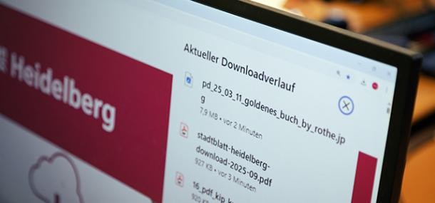 Downloads (Foto: Stadt Heidelberg) Downloadliste auf einem Computer