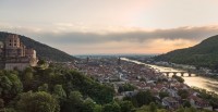 Blick vom Heidelberger Schloss am Abend. 
