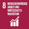 Logo Ziel 8 "Menschenwürde, Arbeits- und Wirtschaftswachstum" (Grafik: Vereinte Nationen)