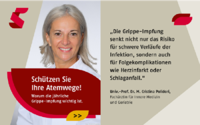 Ärztin mit Zitat zur Grippe-Impfung