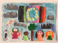 Eleonora Rast aus der dritten Klasse der Albert-Schweitzer-Schule malte zum Thema: Ich mach‘ mir die Welt, wie sie mir gefällt!